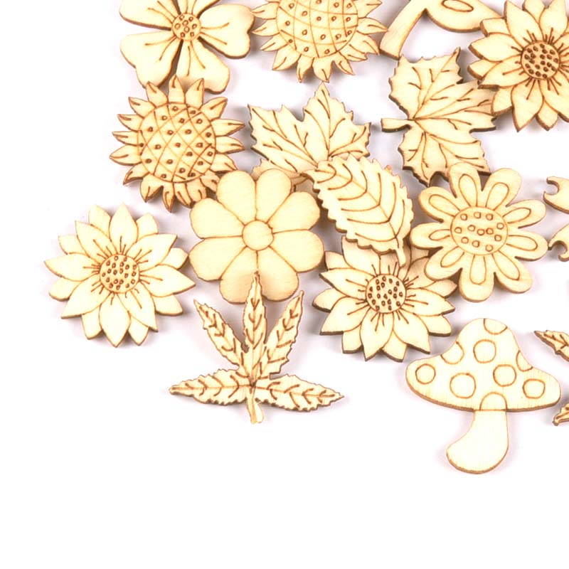 30Pcs 25-30mm Wood DIY Accesso - Embellish Craft ulasan dan harga