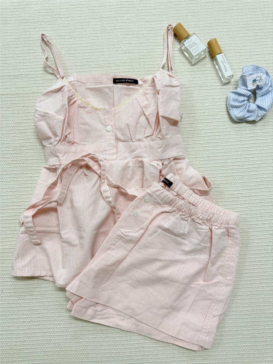 Pink Striped Lace Trim Tank Sh - Elastic Lace Trim ulasan dan harga