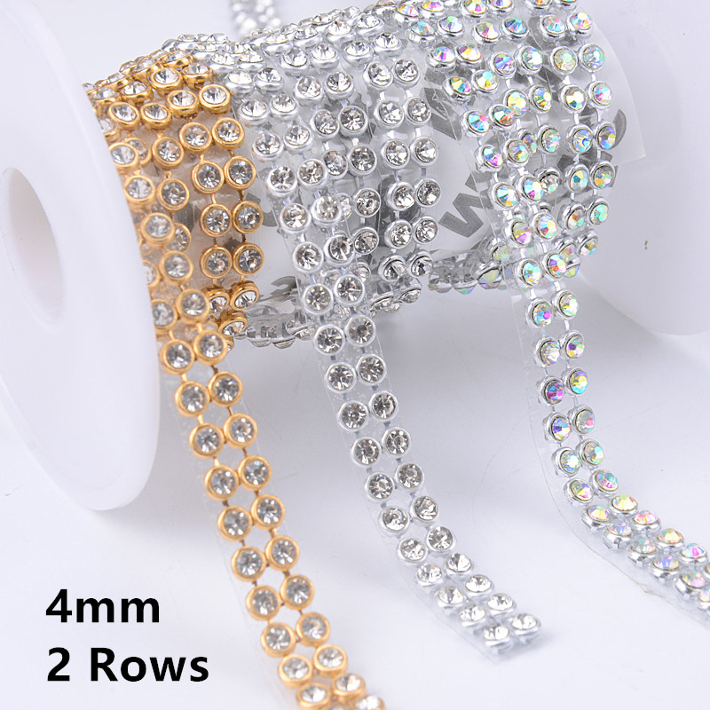 4mm 2/5/10 Rows Crystal Clear  - Hotfix Rhinestone Sheet ulasan dan harga