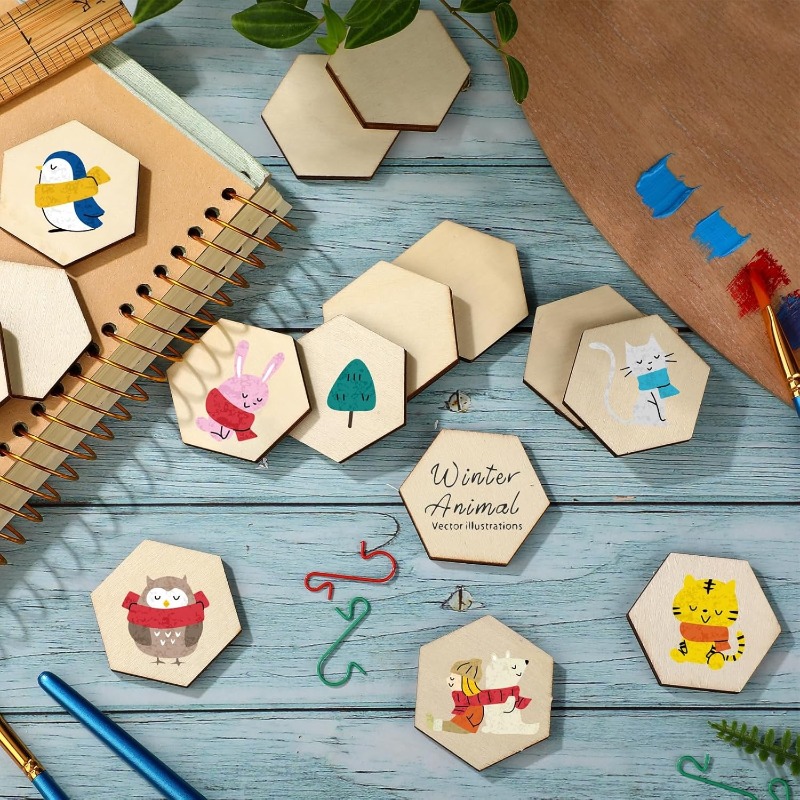 50PCS 4CM Unfinished Wood Hexa - Embellish Craft ulasan dan harga
