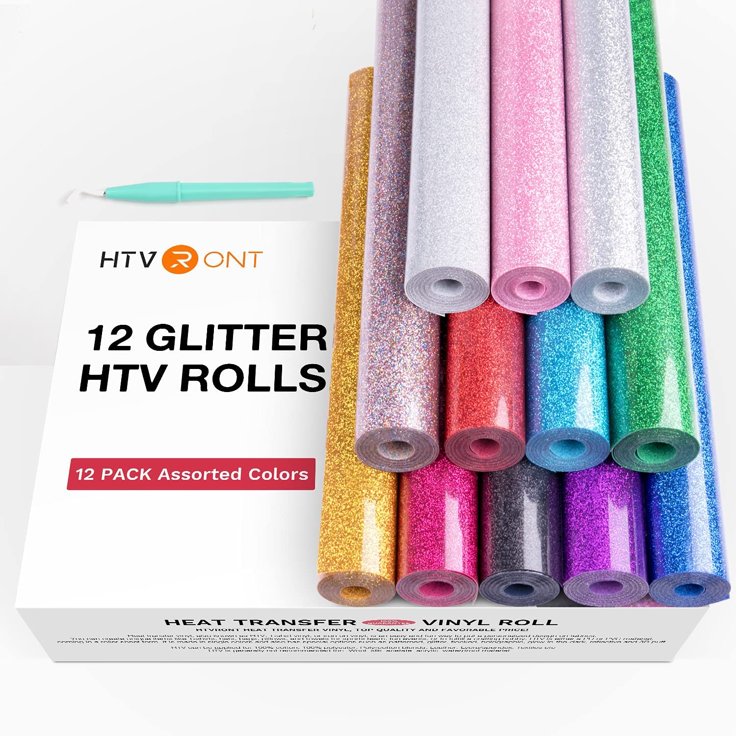 HTVRONT 12 Pack Glitter HTV He - Glitter Vinyl Roll ulasan dan harga